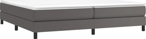 vidaXL κρεβάτι kontynentalne με στρώμα, γκρι, eco δέρμα, 200x200 εκ.