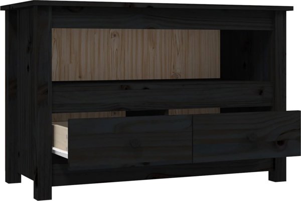 vidaXL vidaXL Szafka pod TV, czarna, 79x35x52 cm, lite drewno sosnowe