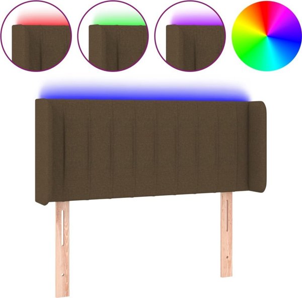 vidaXL Κεφαλάρι για κρεβάτι με LED, σκούρο καφέ, 103x16x78/88 εκ., ύφασμα