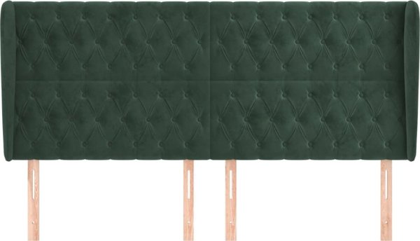 vidaXL Zaglowek uszak ciemnozielony 183x23x118/128 cm aksamit