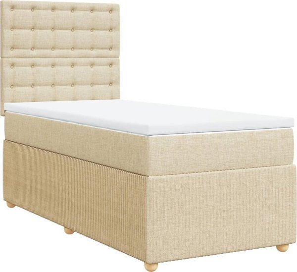 vidaXL Κρεβάτι Continental με στρώμα, κρεμ, ύφασμα, 100x200 cm