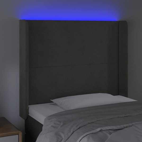 vidaXL Zaglowek do lotka z LED, ciemnoszary, 103x16x118/128cm, aksamit