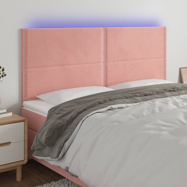 vidaXL Κεφαλάρι κρεβατιού με LED, ροζ, 160x5x118/128 cm, βελούδο