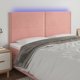 vidaXL Κεφαλάρι κρεβατιού με LED, ροζ, 160x5x118/128 cm, βελούδο