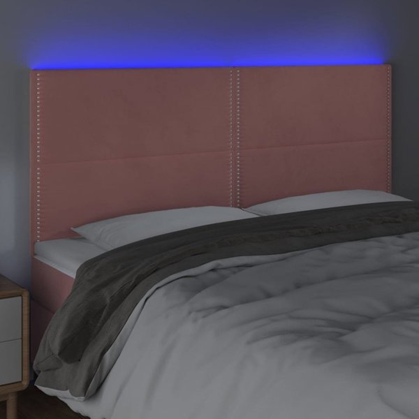 vidaXL Κεφαλάρι κρεβατιού με LED, ροζ, 160x5x118/128 cm, βελούδο