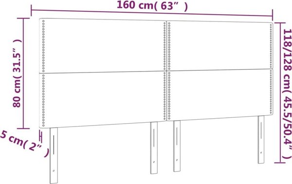 vidaXL Κεφαλάρι κρεβατιού με LED, ροζ, 160x5x118/128 cm, βελούδο
