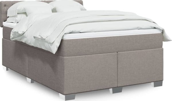 vidaXL Κρεβάτι Κοντινεντάλ με Στρώμα, Taupe, Υφασμάτινο, 160x200 cm