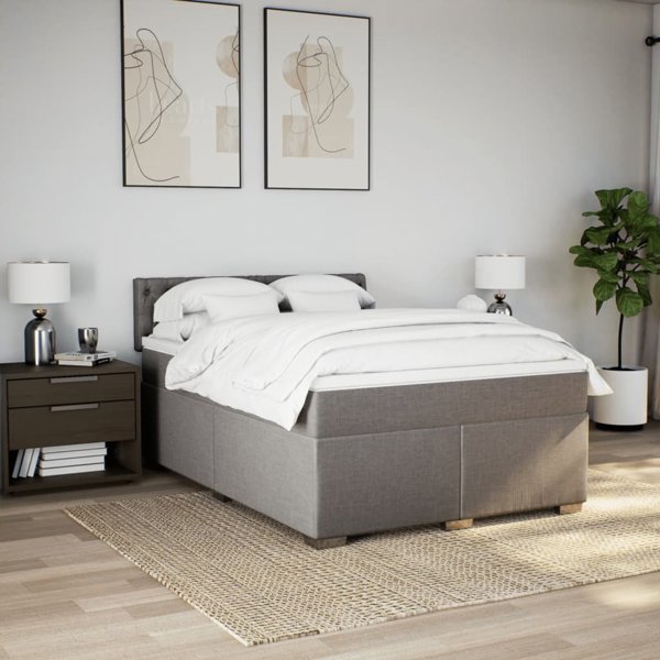 vidaXL Κρεβάτι Κοντινεντάλ με Στρώμα, Taupe, Υφασμάτινο, 160x200 cm