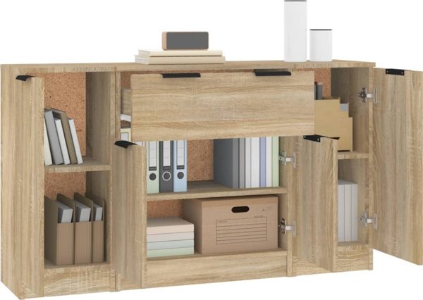 vidaXL Τριμερής Κομόντα Sonoma Δρυς από Ξυλοποιογενές Υλικό
