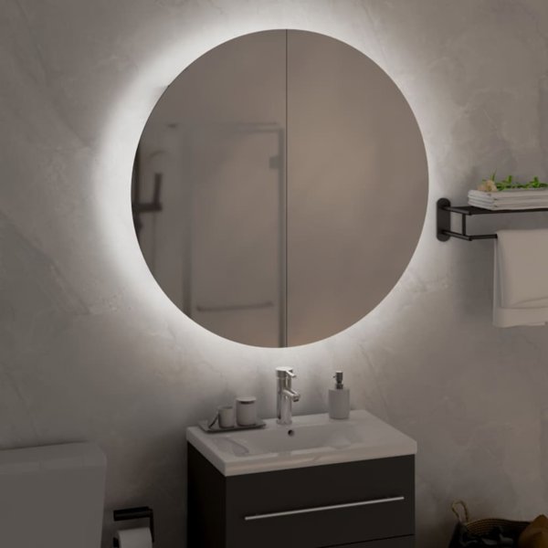 vidaXL Ntomatio mpaniou me kathrepti kai LED, mavro, 54x54x17,5 cm