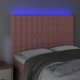 vidaXL Κεφαλάρι για κρεβάτι με LED, ροζ, 144x5x118/128 εκ, βελούδο