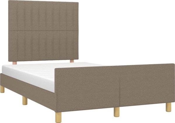 vidaXL Rama κρεβατιού με κεφαλάρι, ταουπέ, 120x200 cm, υφασμάτινη επένδυση