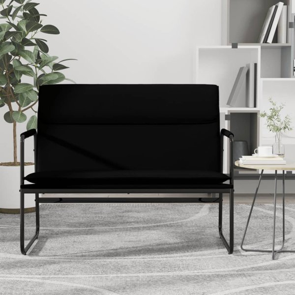 vidaXL Παγκάκι Μαύρο, 100x64x80 cm, επενδυμένο με τεχνητό δέρμα
