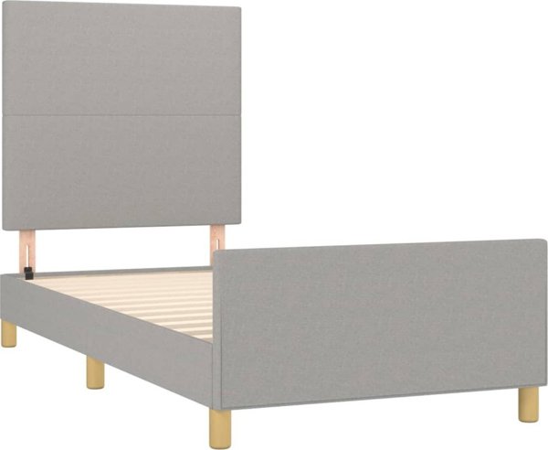vidaXL Πλαίσιο κρεβατιού με κεφαλάρι, ανοιχτό γκρι, 90x190 cm, επενδυμένο με ύφασμα