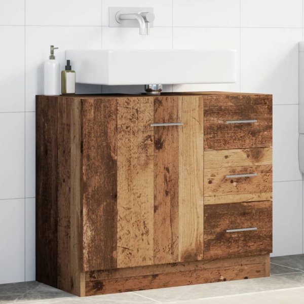 vidaXL Ντουλάπι κάτω από νιπτήρα, παλιό ξύλο, 63x30x54 εκ.