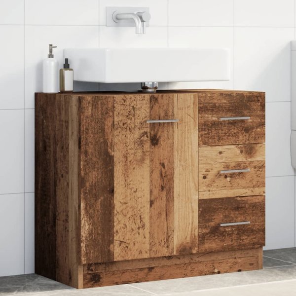 vidaXL Ντουλάπι κάτω από νιπτήρα, παλιό ξύλο, 63x30x54 εκ.