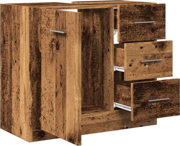 vidaXL Ντουλάπι κάτω από νιπτήρα, παλιό ξύλο, 63x30x54 εκ.