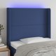 vidaXL Επικεφαλάρι κρεβατιού με LED, μπλε, 93x16x118/128 cm, ύφασμα