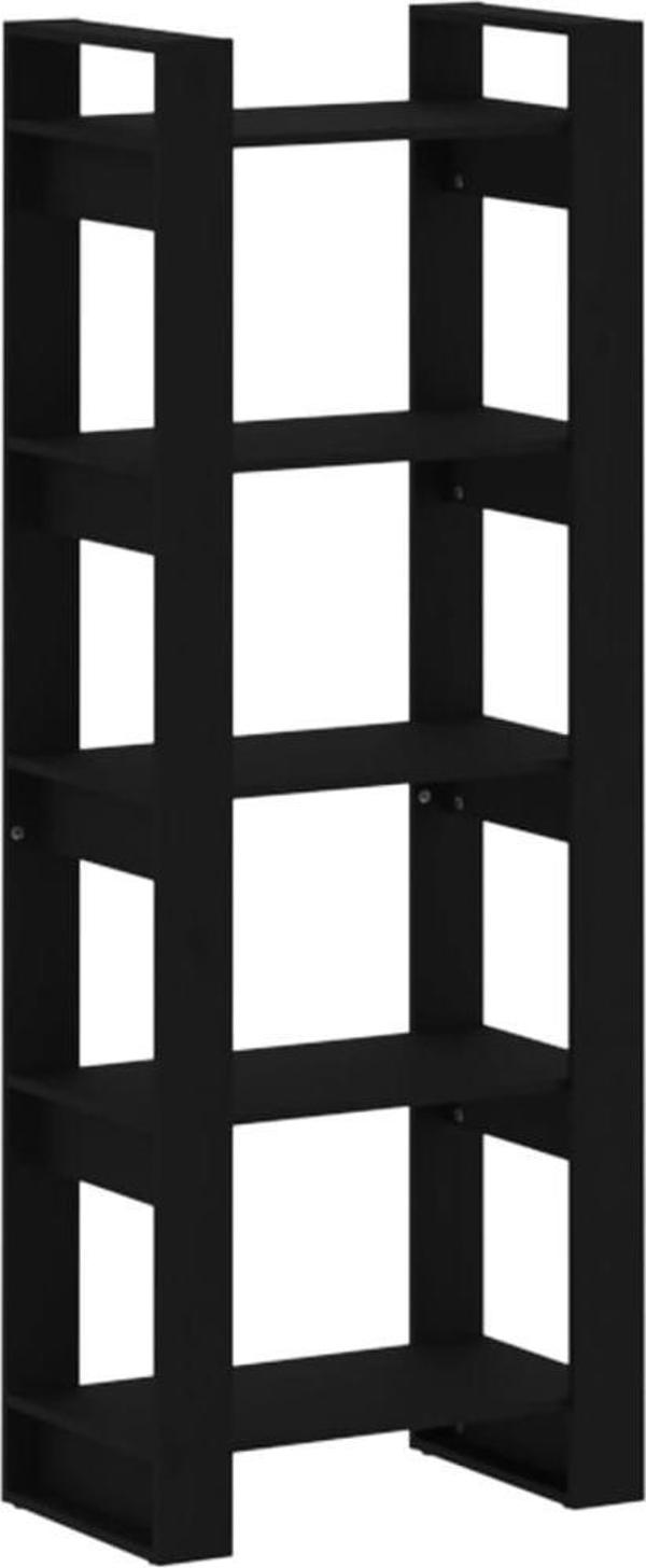 vidaXL Ράφι για βιβλία/διαχωριστικό, μαύρο, 60x35x160 εκ., πεύκο