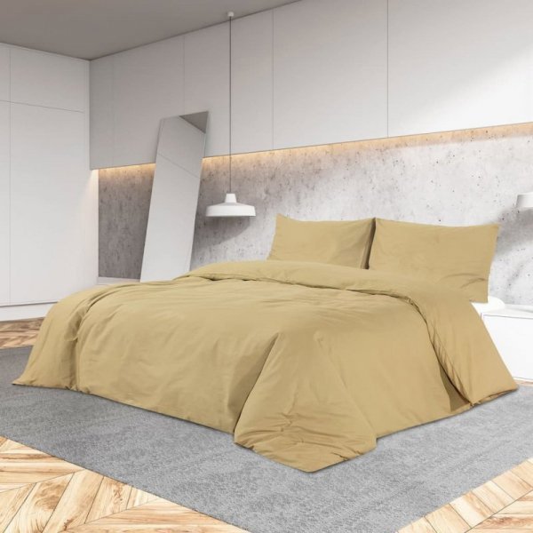 vidaXL Σετ κλινοσκεπασμάτων, χρώμα ταουπέ, 135x200 εκ, βαμβάκι