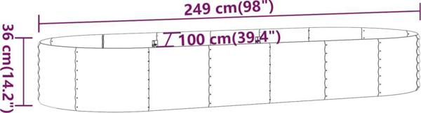 vidaXL vidaXL Donica ogrodowa, malowana proszkowo stal, 249x100x36 cm, szara