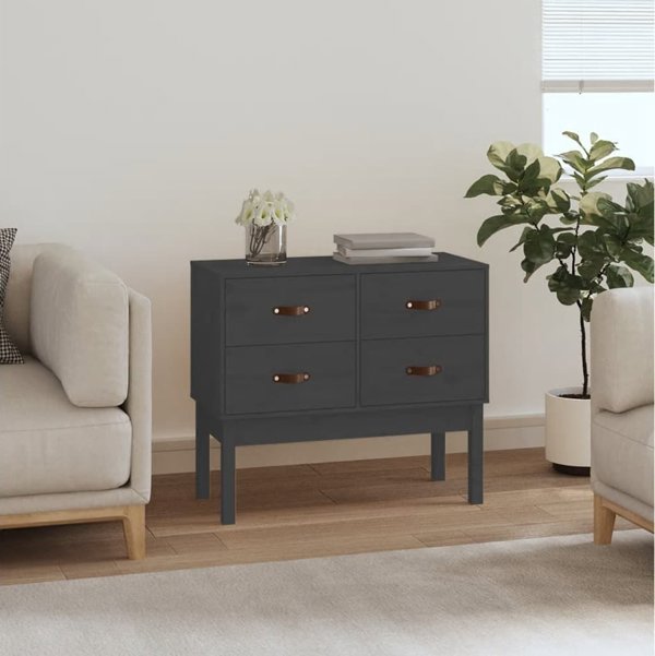 vidaXL vidaXL Komoda, szara, 90x40x78 cm, lite drewno sosnowe