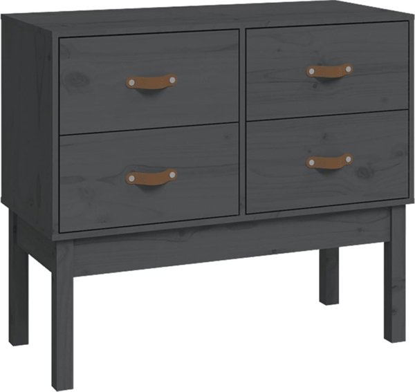 vidaXL vidaXL Komoda, szara, 90x40x78 cm, lite drewno sosnowe