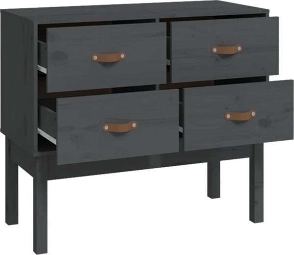 vidaXL vidaXL Komoda, szara, 90x40x78 cm, lite drewno sosnowe