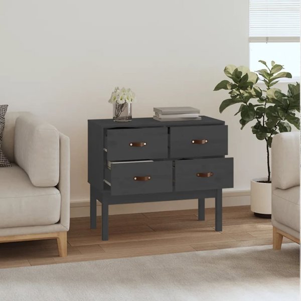 vidaXL vidaXL Komoda, szara, 90x40x78 cm, lite drewno sosnowe