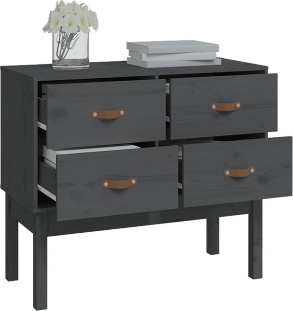 vidaXL vidaXL Komoda, szara, 90x40x78 cm, lite drewno sosnowe