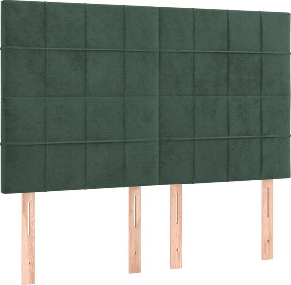 vidaXL Zaglowki do lozka, 4 szt, ciemnozielone, 72x5x78/88 cm, aksamit