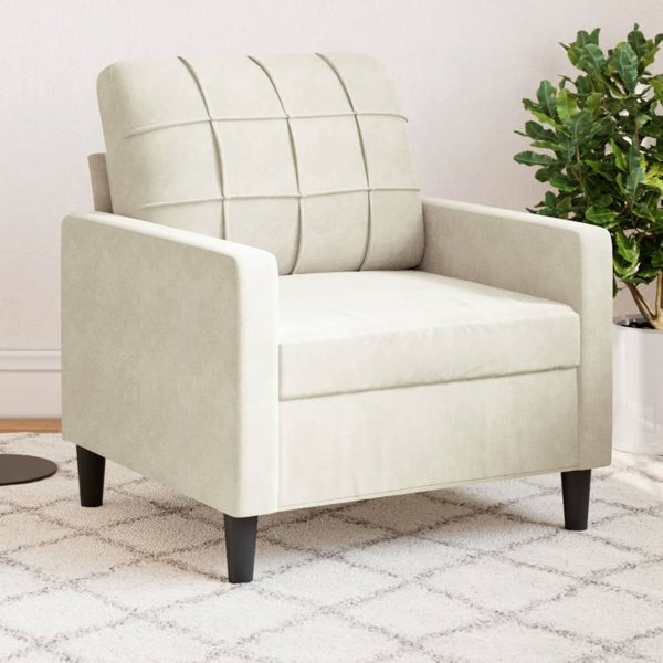 vidaXL Fotel, kremowy, 60 cm, obity aksamitem
