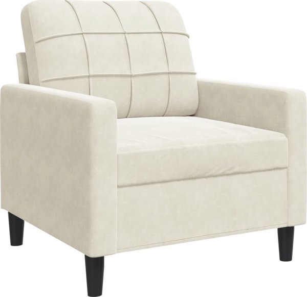 vidaXL Fotel, kremowy, 60 cm, obity aksamitem