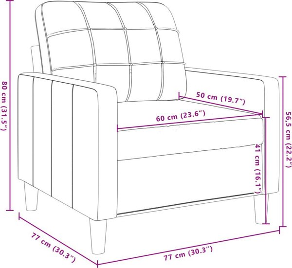 vidaXL Fotel, kremowy, 60 cm, obity aksamitem