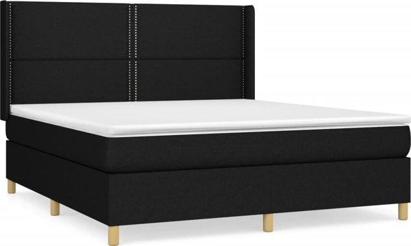 vidaXL Λουκο Kontynentalne με στρώμα, μαύρο υφασμάτινο 180x200 εκ.