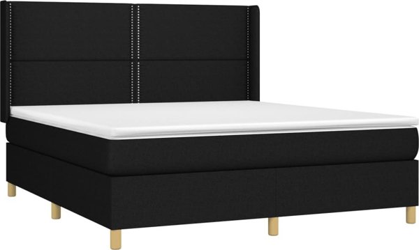 vidaXL Λουκο Kontynentalne με στρώμα, μαύρο υφασμάτινο 180x200 εκ.