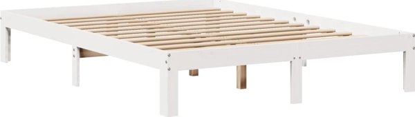 vidaXL Κρεβάτι με Ράφι, Χωρίς Στρώμα, Λευκό, 140x190 εκ., Πεύκο