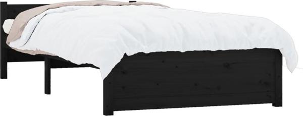 vidaXL Κορνίζα Κρεβατιού, μαύρη, μασίφ ξύλο, 90 x 200 cm