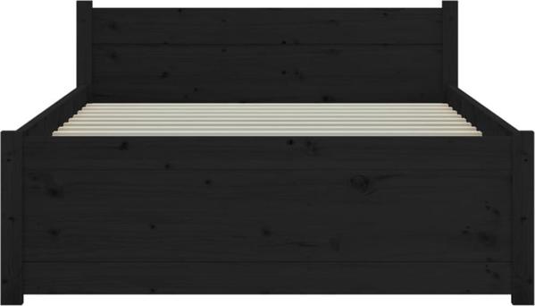 vidaXL Κορνίζα Κρεβατιού, μαύρη, μασίφ ξύλο, 90 x 200 cm