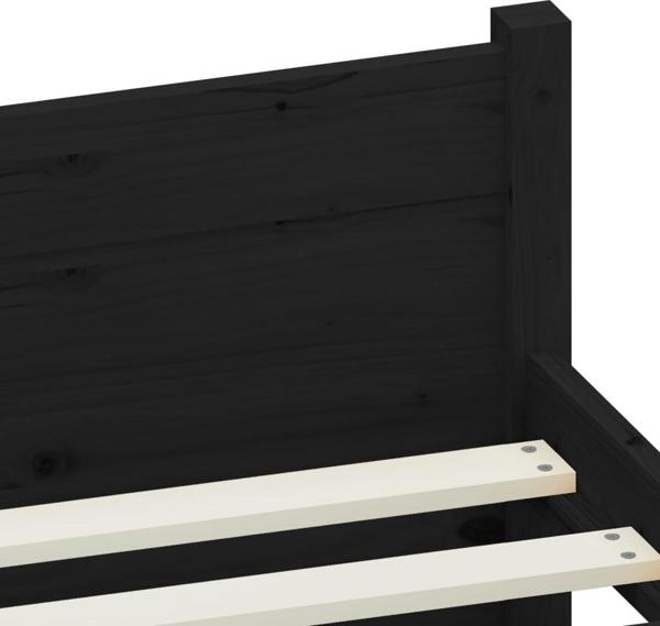 vidaXL Κορνίζα Κρεβατιού, μαύρη, μασίφ ξύλο, 90 x 200 cm