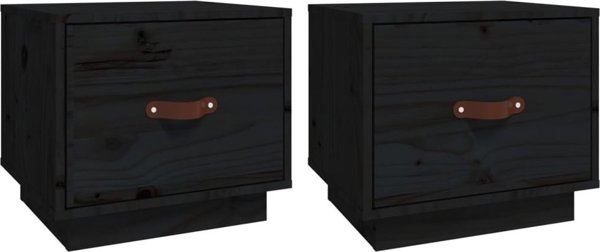 vidaXL vidaXL Szafki nocne, 2 szt., czarne, 40x34x35 cm, lite drewno sosnowe
