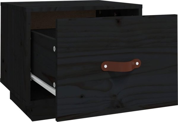 vidaXL vidaXL Szafki nocne, 2 szt., czarne, 40x34x35 cm, lite drewno sosnowe