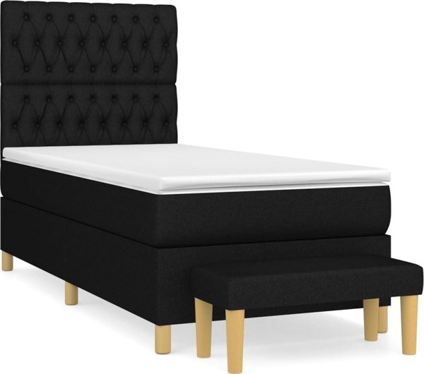 vidaXL Λουτζκο κόντινενταλ με στρώμα 90x200cm, μαύρο ύφασμα