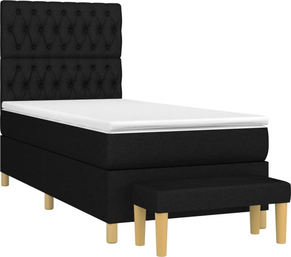 vidaXL Λουτζκο κόντινενταλ με στρώμα 90x200cm, μαύρο ύφασμα