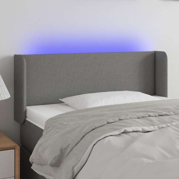 vidaXL Κεφαλάρι κρεβατιού με LED, σκούρο γκρι, 103x16x78/88 cm, ύφασμα