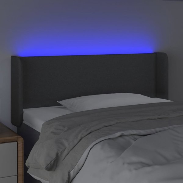 vidaXL Κεφαλάρι κρεβατιού με LED, σκούρο γκρι, 103x16x78/88 cm, ύφασμα