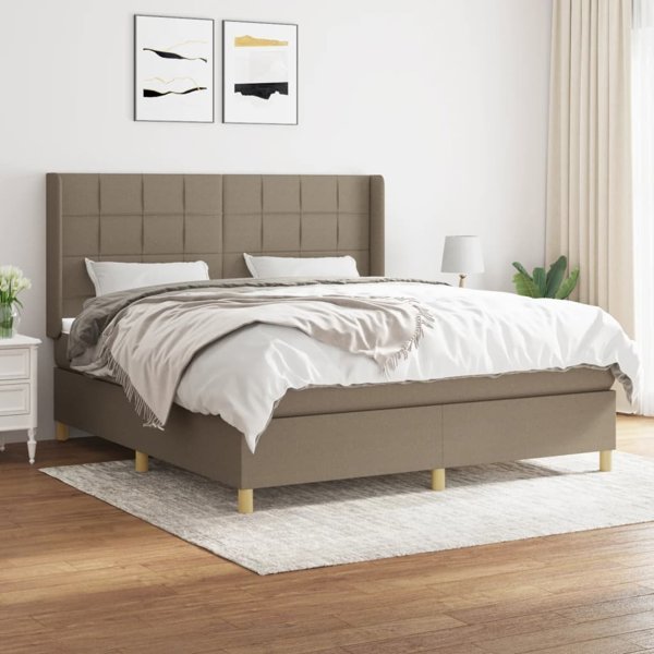 vidaXL Κρεβάτι Continental με Στρώμα, Taupe Ύφασμα, 180x200 cm