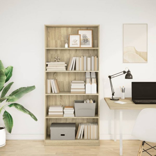 vidaXL Regal, dab sonoma, 80x24x176 cm, material drewnopochodny