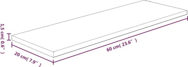 vidaXL Ράφι, 60x20x1,5 εκ., ακατέργαστο συμπαγές δρύινο ξύλο