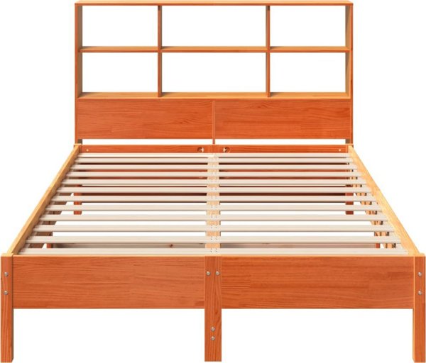 vidaXL Κρεβάτι με ράφι, χωρίς στρώμα, 135x190 cm, ξύλο πεύκου
